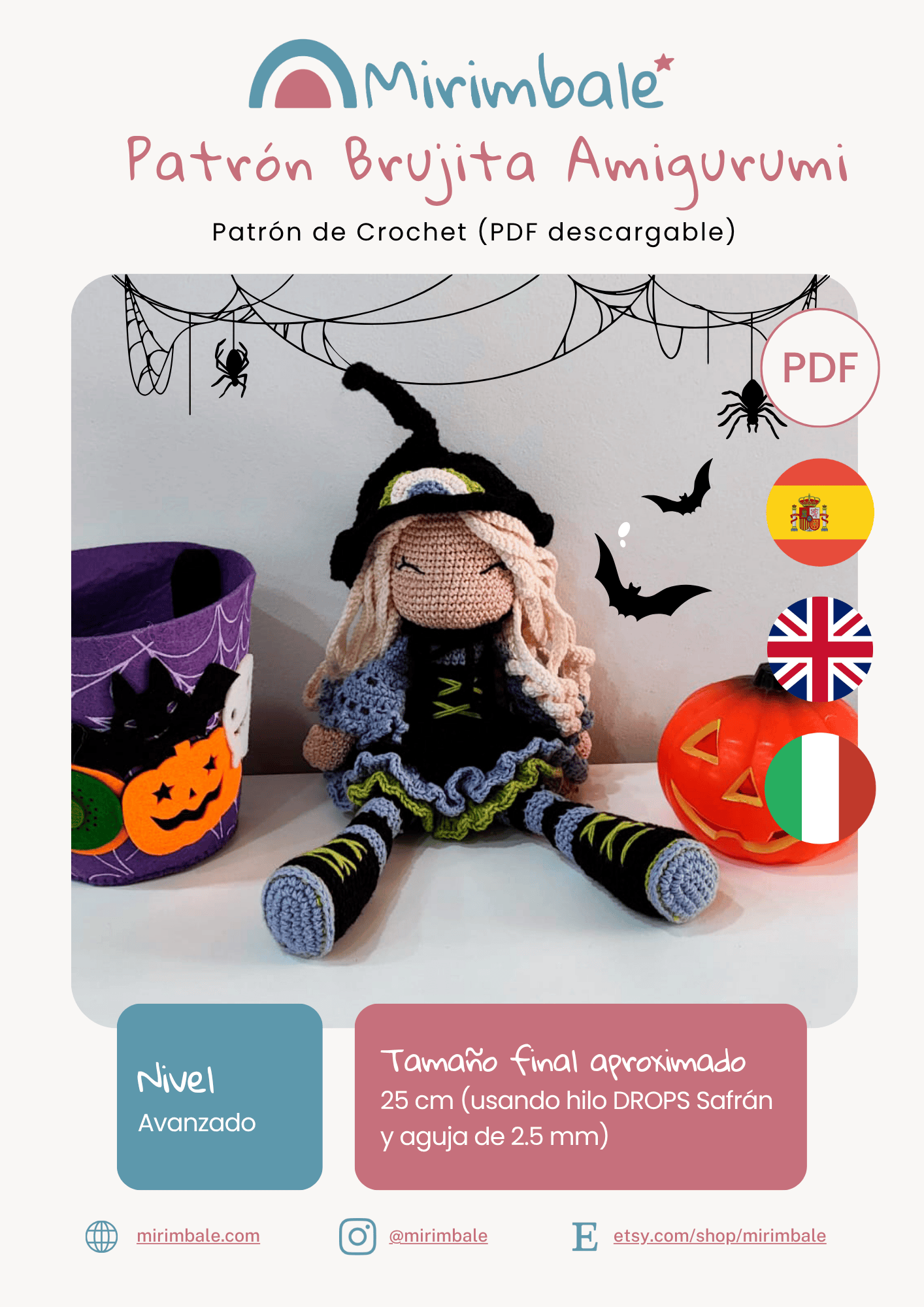 Patrón Amigurumi Brujita de Halloween – PDF descargable - Imagen 7